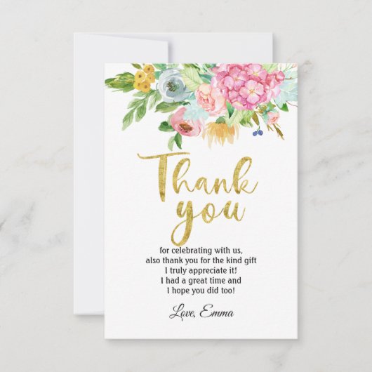 fleur, carte de remerciements florale (Devant)