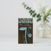 Fleur Carte de visite Damask bleu Brown (Debout devant)