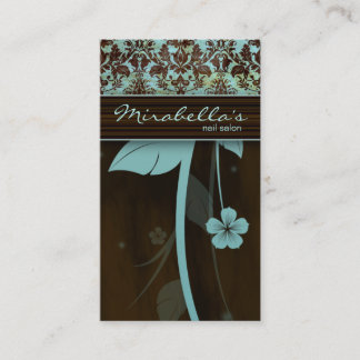 Fleur Carte de visite Damask bleu Brown