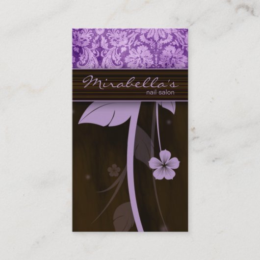 Fleur Carte de visite Damask Violet Brown (Devant)