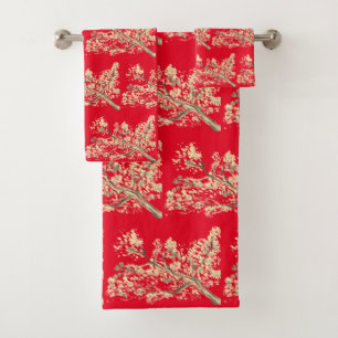 Fleur cerisier Sakura Rouge Floral Blanc japonais