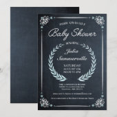 Fleur Chalkboard Baby Shower Invitations (Garçon) (Devant / Derrière)
