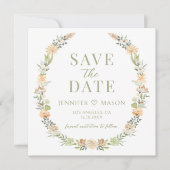 Fleur chaude verte Enregistrer la date invitation (Devant)