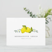 Fleur citron et blanc Simple Carte de visite propr (Debout devant)