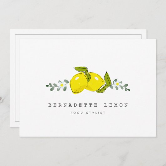 Fleur citron et blanc Simple Carte de visite propr (Devant / Derrière)