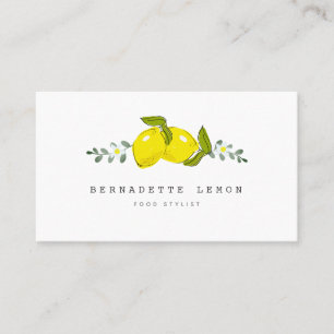 Fleur citron et blanc Simple Carte de visite propr