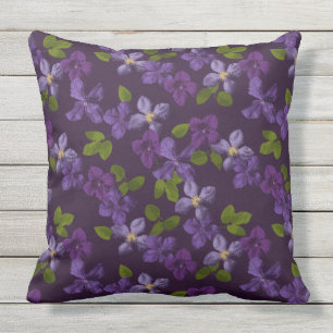 Fleur Clematis violet en plein air Coussin de Fran