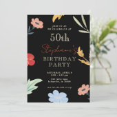 Fleur coloré joyeux 50e anniversaire Invitations (Debout devant)