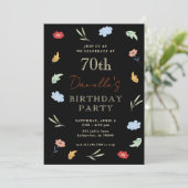 Fleur colorée joyeux 70e anniversaire Invitations (Debout devant)