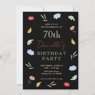 Fleur colorée joyeux 70e anniversaire Invitations