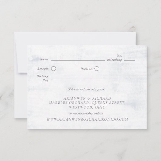 Fleur Confetti bleu et blanc Invitation (Dos)