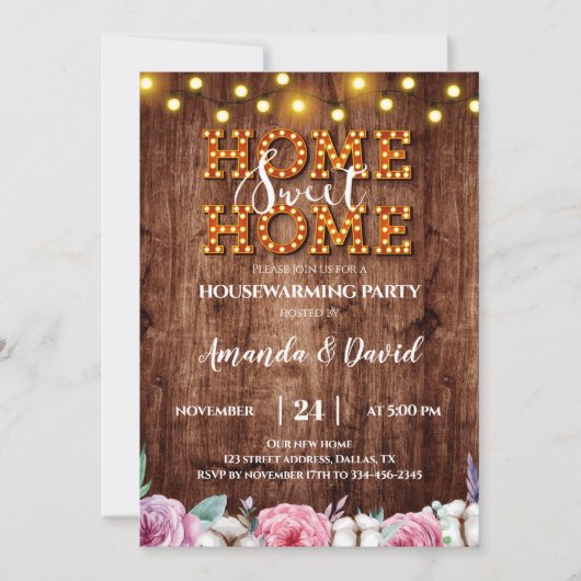 Fleur Coton Rustique House Party Invitation (Devant)