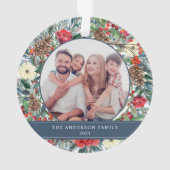 Fleur couronne Noël Photo personnalisée Bleu (dos)