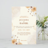 Fleur Cream Floral Wedding Invitation with Details (Staand voorkant)