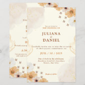 Fleur Cream Floral Wedding Invitation with Details (Voorkant / Achterkant)