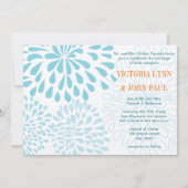 Fleur Dahlia Coral Bleu Mariage Floral Invitation (Devant)