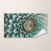 Fleur Dahlia en Art numérique bleu Aqua Turquoise (Serviette à main)