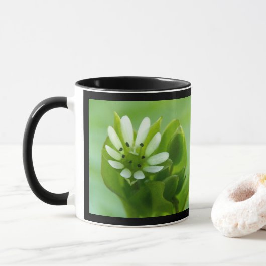 Fleur d'algues, Mug à cadre noir (Avec donut)