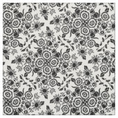 Fleur Damas tissu noir blanc (Échantillon)