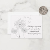 Fleur Dandelion Après Les Funérailles Merci Cartes (Devant/Arrière en situation)