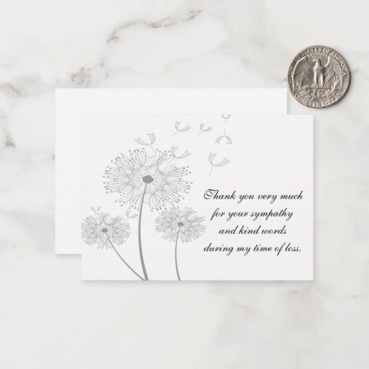 Fleur Dandelion Après Les Funérailles Merci Cartes (Devant/Arrière en situation)