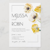 Fleur d'anémone dorée Invitation de mariage minima (Devant)
