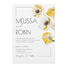 Fleur d'anémone dorée Invitation de mariage minima