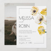 Fleur d'anémone dorée Invitation de mariage minima (Devant / Derrière)