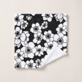 Fleur d'anémone noir et blanc (Gant de toilette)