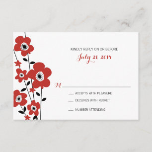 Fleur d'anémone rouge moderne RSVP pour mariage