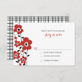 Fleur d'anémone rouge moderne | RSVP pour mariage (Devant / Derrière)