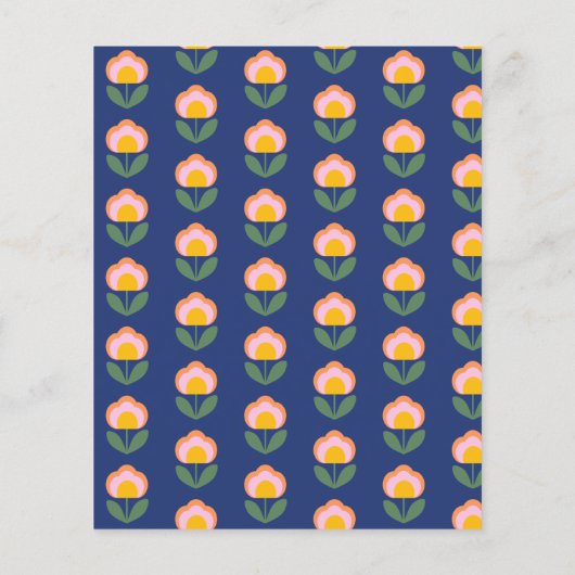 Fleur danoise mignonne en bleu Papier à lettres pe (Dos)