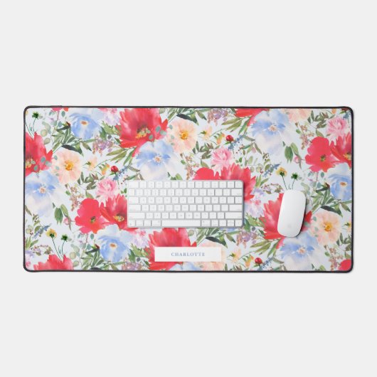 Fleur d'aquarelle bleu rouge (Clavier et souris)