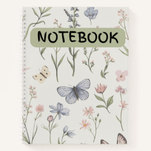 Fleur d'aquarelle et papillon carnet de la spirale