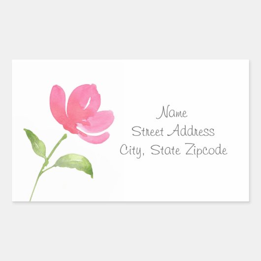 Fleur d'aquarelle rose 3 Étiquettes (Devant)