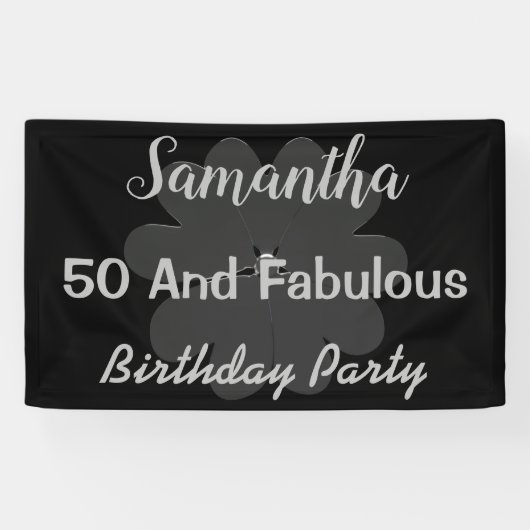 Fleur d'argent 3D métallique Cinquante et bannière (Horizontal)