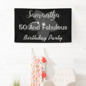 Fleur d'argent métallique 3D Cinquante et bannière (En situation)