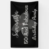 Fleur d'argent métallique 3D Cinquante et bannière (Vertical)