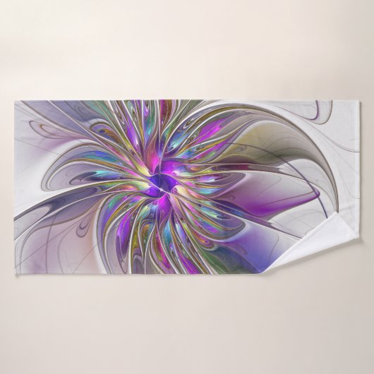 Fleur d'art Abstrait, énergique et coloré (Serviette de bain)
