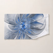 Fleur d'art fractal à l'aquarelle bleu gris abstra (Serviette à main)