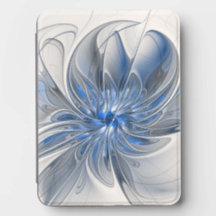 Fleur d'art fractal à l'aquarelle bleue grise abst