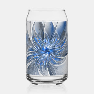 Fleur d'art fractal à l'aquarelle bleue grise abst