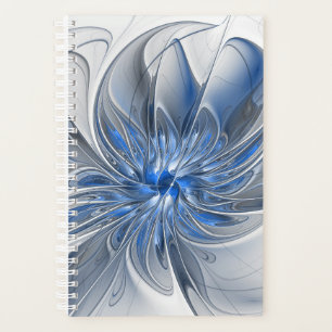 Fleur d'art fractal à l'aquarelle bleue grise abst