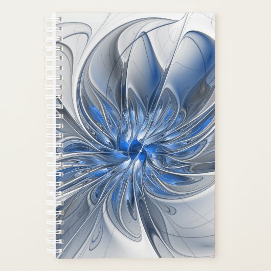 Fleur d'art fractal à l'aquarelle bleue grise abst (Devant)