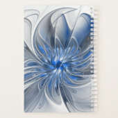 Fleur d'art fractal à l'aquarelle bleue grise abst (Dos)