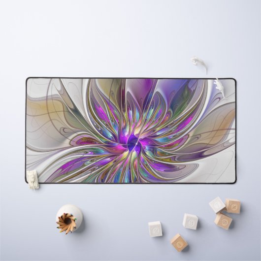 Fleur d'art fractal abstrait énergique et coloré (Tableau pour enfants)