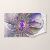 Fleur d'art fractal abstrait énergique et coloré (Serviette à main)