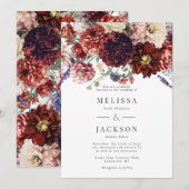 Fleur d'automne Dahlia Faire-part de mariage chaud (Devant / Derrière)