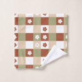 Fleur d'automne En vichy vérifier Motif (Gant de toilette)