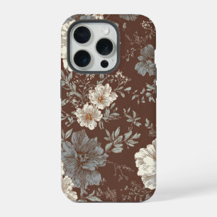 Fleur d'Automne – Motif floral vintage en brun cac
